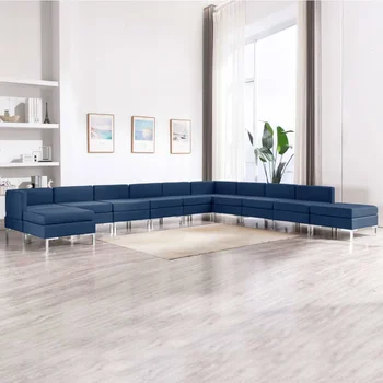 

11 PCs blue sofa fabric sofa Set