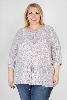 

Tunic artessa plus size, three quarter sleeve, C strings, of штапеля.