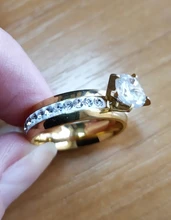 DOTIFI 316L anillos de acero inoxidable para mujeres clásico elevado 4 diente único Zirconia boda anillo de la joyería