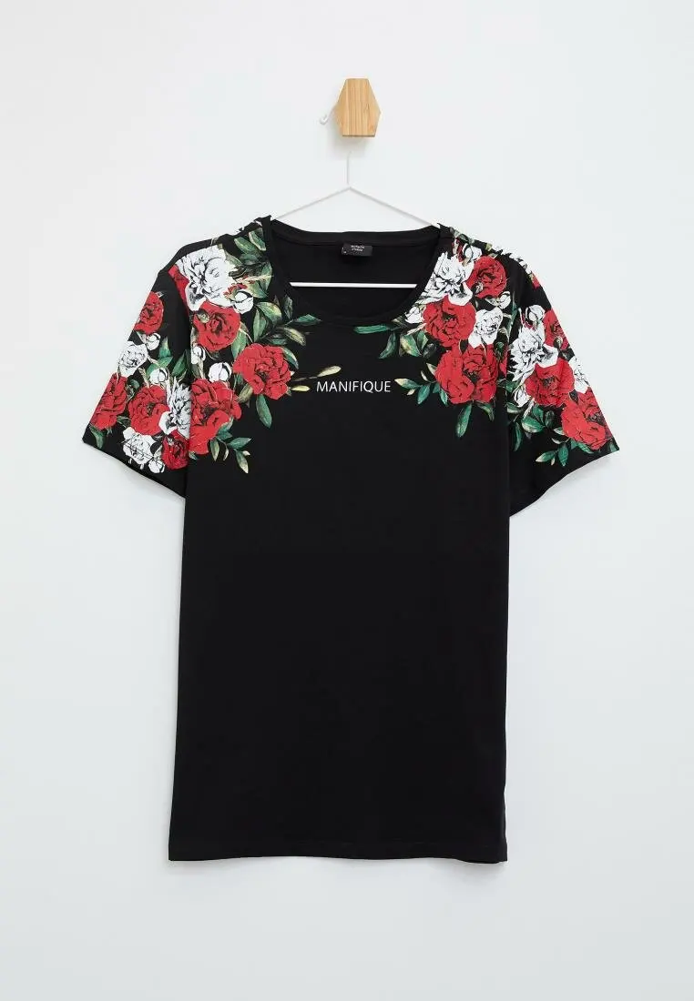 

DeFacto Fashion Mens Print Flowers Crew Design Top Tees Casual Knitted Cotton T-Shirt Short Sleeve Tops -L7504AZ19HS-L7504AZ19HS