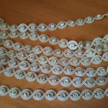 DIY1 Yards-cadena con diamantes de imitación para vestido de novia, joyería de cristal con perlas, adorno para coser, apliques para disfraz, fabricación de joyas