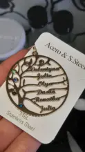 Auxauxme personalizada Birthstone árbol de llaveros de la vida de acero inoxidable miembro de la familia llavero de árbol regalos de cumpleaños para mamá y papá