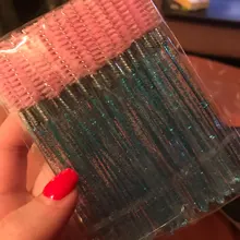 Cepillo cosmético para pestañas 50 uds, varitas de rímel de cristal, aplicador de pestañas con diamantes, brochas de maquillaje desechables