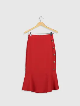 

Textured Fabric Flounces Button Detail Skirt