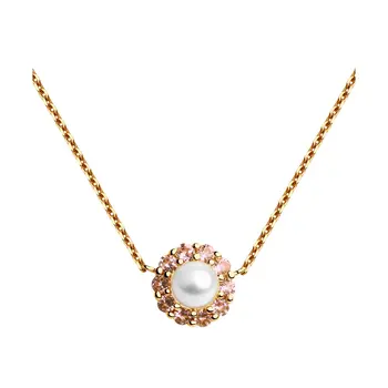 

Necklace Sokolov from gold with pearls and pink sitals, fashion jewelry, 585, women's male