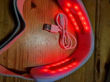 Chin V-línea de elevación máquina de la correa rojo azul terapia de fotones LED adelgazamiento Facial vibración masajeador Dispositivo de Lifting Facial V cuidado de la cara