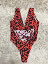 Bañador sexy de una pieza para mujer, monokini con estampado de leopardo, traje de baño de estilo vendaje, bikini acolchado de realce, de verano