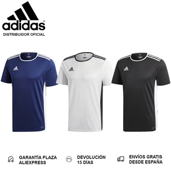 Adidas entry 18 JSY, футболка для футбола, мужская, круглый вырез, синий/белый цвет, технология climalite, Новинка