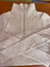 Suéter de punto con cremallera para mujer, jerseys de cuello alto, jerseys básicos de otoño e invierno, ropa negra ajustada para mujer 2021