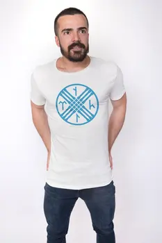 

Angemiel Wear Göktürkçe Turkish Write Circle Inside Cotton White Men 'S T-Shirt