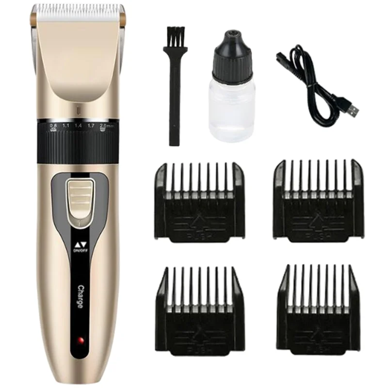 

Professional Gold USB Rechargeble Electric Hair Clipper Trimmer Multifunctional Haircut Set For Pets