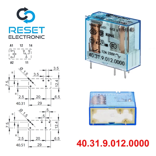 Rele 12 Volt Dc, Rele Finder, Rele 1 Switch Contact, Rele Professional,  40.31.9.012.000, 40319012 - Integrated Circuits - AliExpress