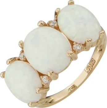 

Aloris ring with cubic zirconia and Red Gold Opals