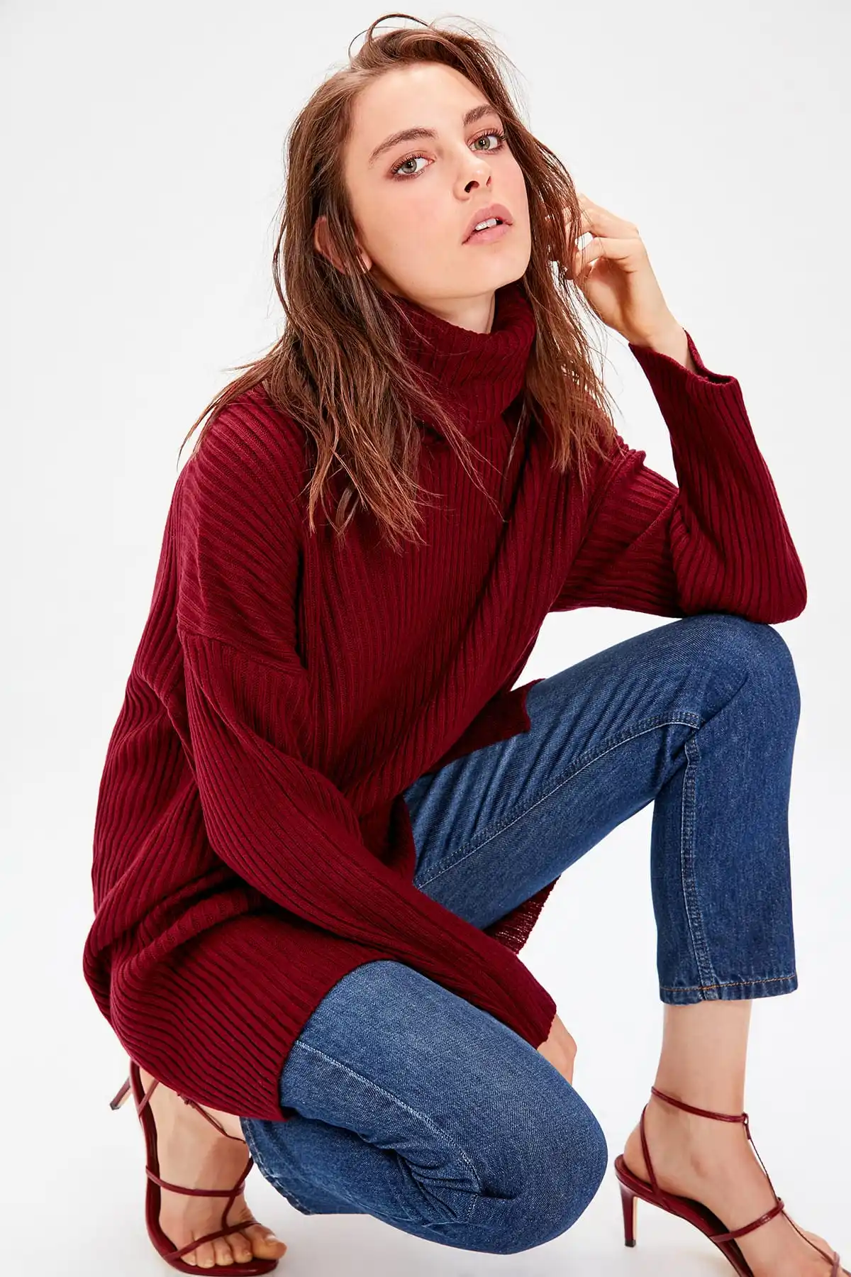 

Trendyol WOMEN-Burgundy Turtleneck Sweater Sweater TWOAW20ZA0049