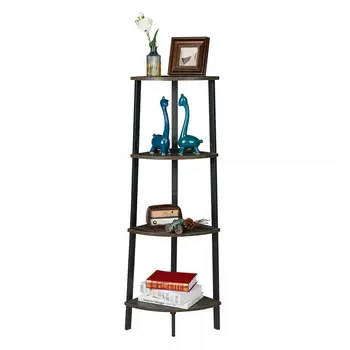 

Living Room Bedroom 4-Tier Corner Shelf Bookcase Corner Storage Rack Display Shelf Plant Stand Free Standing Storage Shelves
