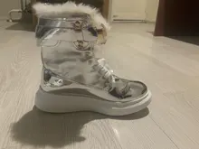 Ankle-Boots Sneakers Warm-Shoes High-Top Women Winter Short Black/sliver LEOSOXS No 