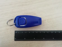 Gran oferta 2 en 1 para Clicker para perros entrenamiento silbato tarjeta de respuesta perro entrenador de asistencia guía con Llave de Anillo suministros para perros mascota herramienta