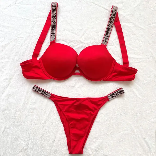2 Piece Lingerie Set Letter Sexy Bras Luxury brand Underwear Women Sets Pink Comfort Push Up Plus Size Bra Panty Lingerie Set VS