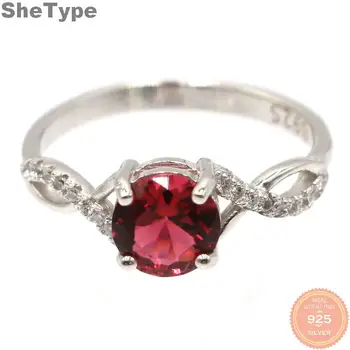 

7x7mm Elegant 2.1g Created Pink Raspberry Rhodolite Garnet CZ Gift For Sister 925 Solid Sterling Silver Rings