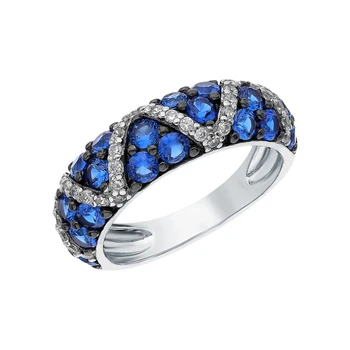 

Silver ring with spinels synthetic sunlight sample 925