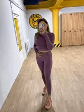 Gym Clothing Leggings Sportswear Crop-Top Yoga-Set Fitness Long-Sleeve Seamless Workout