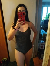 One-Piece Swimsuit Monokini Lace-Up Glitter Sparkling Black Sexy Women V941 Female Beach