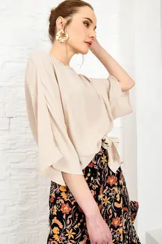 

Trend Alacati Style Women 'S Bat Sleeve Weaving Blouse ALC-020-052