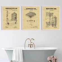 Planos de baño carteles Vintage e impresiones decoración de baño signo de armario de agua pared arte lienzo pintura decoración de baño