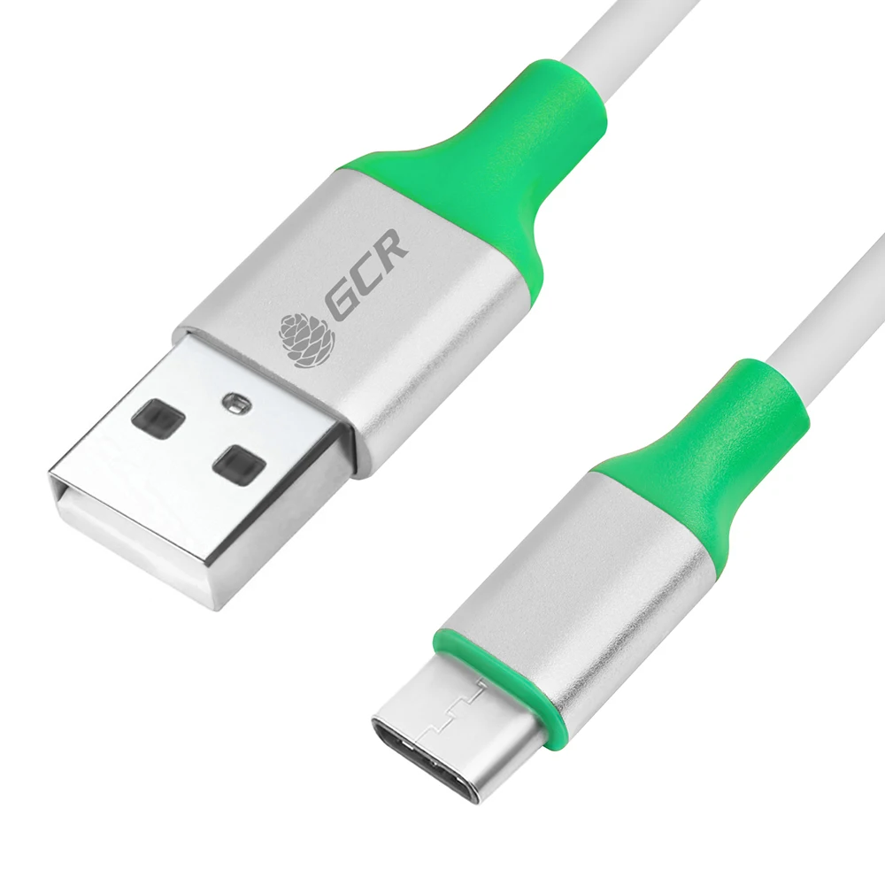GCR кабель для зарядки USB 2.0 AM- USB Type C, 1м, для быстрой передачи данных - Цвет: green-white