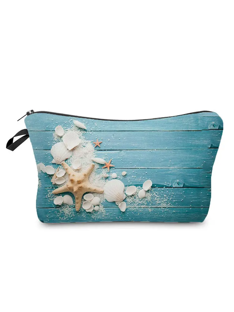 Starfish Printed Women\'s Cosmetic Organizer Bag Portable Casual Women\'s Makeup Bag Fashion Storage Bags for Women Custom Pattern