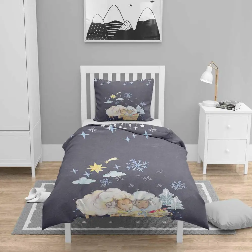 

Еще 4 шт. симпатичные светильники темно-синего цвета с 3D-принтом Nordec, хлопковый атласный пододеяльник для детей, Комплект постельного белья, наволочка, простыня