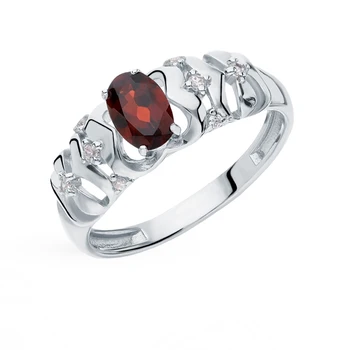 

Silver ring with cubic zirconia and Garnet sunlight sample 925