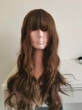 Largo SHANGKE-Peluca de pelo rizado sintético resistente al calor para mujer, pelo falso Natural con parte de pelo medio