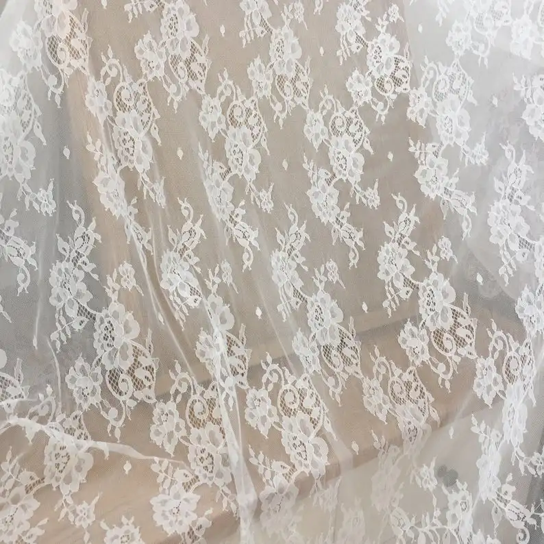 3 METER Braut-Chantilly-Spitzenstoff, Dessous-Spitze, Wimpern-Hochzeitsspitze, Brautspitze, Weich, Chantilly – Detail 1