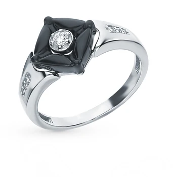 

Silver ring with ceramics and cubic zirconia sunlight sample 925