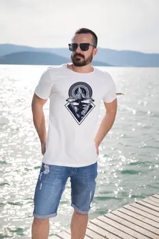 

Angemiel Wear Mountain and River Pattern Cotton White Men 'S T-Shirt