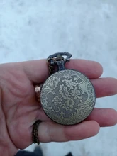 Reloj de bolsillo de cuarzo, de bronce, estilo chino, diseño de dragón, Vintage, con cadena de collar, el mejor regalo, CF1039