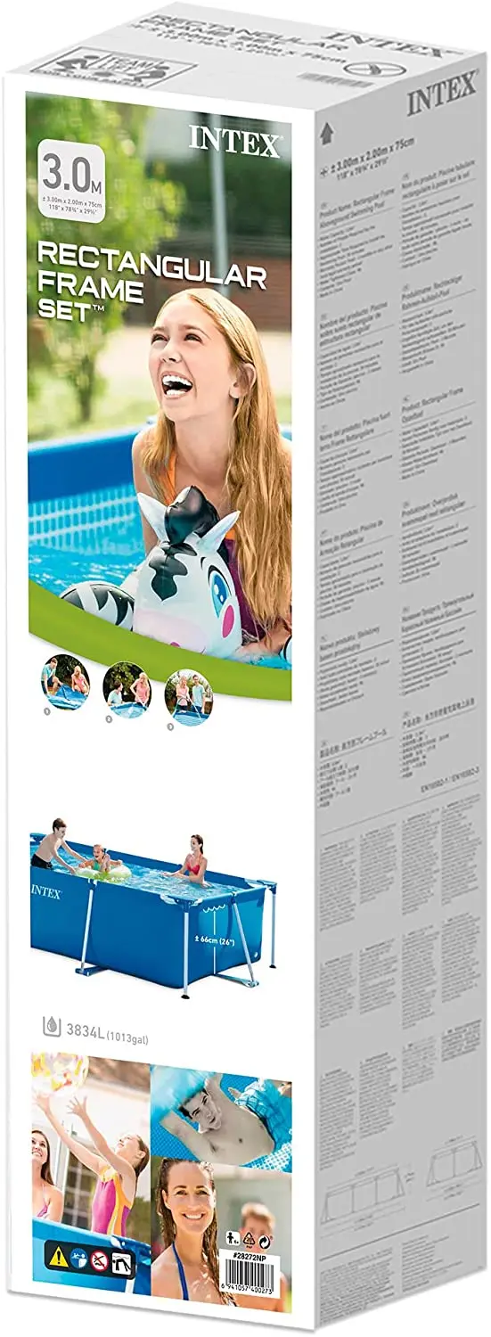 Piscina Rectangular Desmontable Tubular Intex Small Frame Con Estructura Metálica- Varios Tamaños Disponibles -