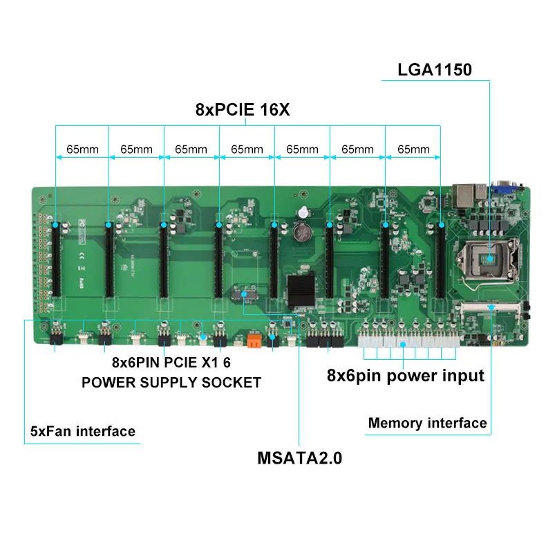 budget gaming pc motherboard B85 BTC 8 GPU Card ATX Motherboard Mining Board LGA 1150 ETH 65mm Motherboard For mining rig frame latest computer motherboard