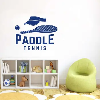 

Paddle Tennis Visor And Racket Wall Stickers Art Removable Tennis Sports Decal For Living Room Decoration A001114