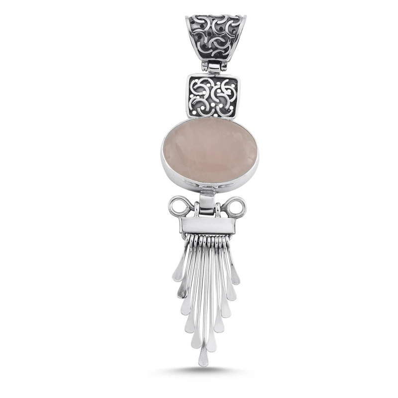

Silver 925 Sterling Pink Quartz Stone Handwork Pendant