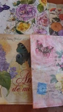 Decoupage-servilletas de papel para mesa, pañuelo elegante Vintage, toalla con estampado de flores y mariposas, decoración del hogar para fiesta de cumpleaños y boda