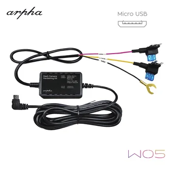 

Arpha W05 Micro USB Hardwire Kit 12/24V to 5V DVR Power Adapter Cable for arpha W01 W02 Dash Cam Low Voltage Protection