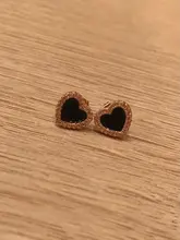 Pendientes coreanos de adorno de corazón para mujer, aretes de piedra de circón, pendiente de botón oro rosa, joyería 2019