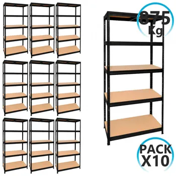 

MegaPack 10 Shelving Black with 5 Adjustable Shelves 180x90x40cm 875Kg GH91