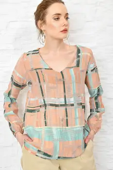 

Trend Alacati Style Women Multi V Collar Woven Bluz ALC-015-218-EG