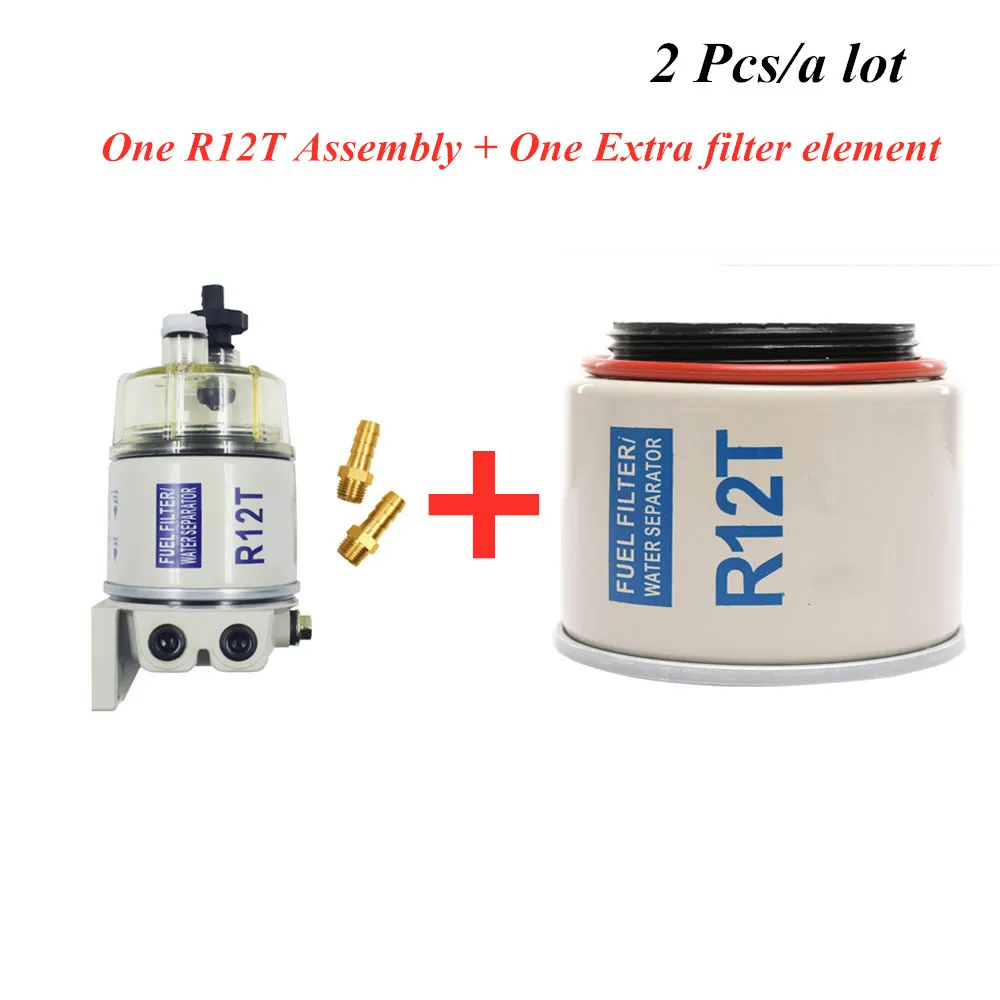 2PCS Fuel Filter R12T R12S R12P Fuel/ Water Separator Assembly and One Extra filter Diesel Engine For 120A 140R Series
