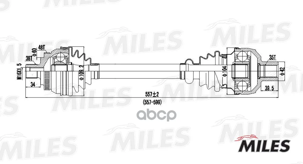 Привод В Сборе Ford Galaxy/Vw Sharan 1.8t-2.3 95-00 Прав. Abs Мкпп Miles Gc02136 Miles арт. GC02136