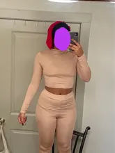 Kliou chándal de moda mujer cuello de tortuga completa top corto sin mangas + leggings juego elástico deportivo fitness trajes Casuales