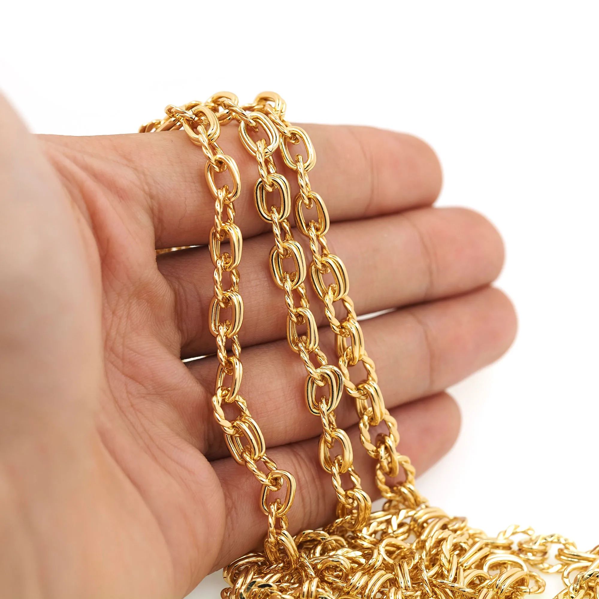 Gold Helix Twist Twist Chain Flat Wire Chic Chain Suitable for DIY Jewelry Making Supplies Wholesale Bulk Bulk